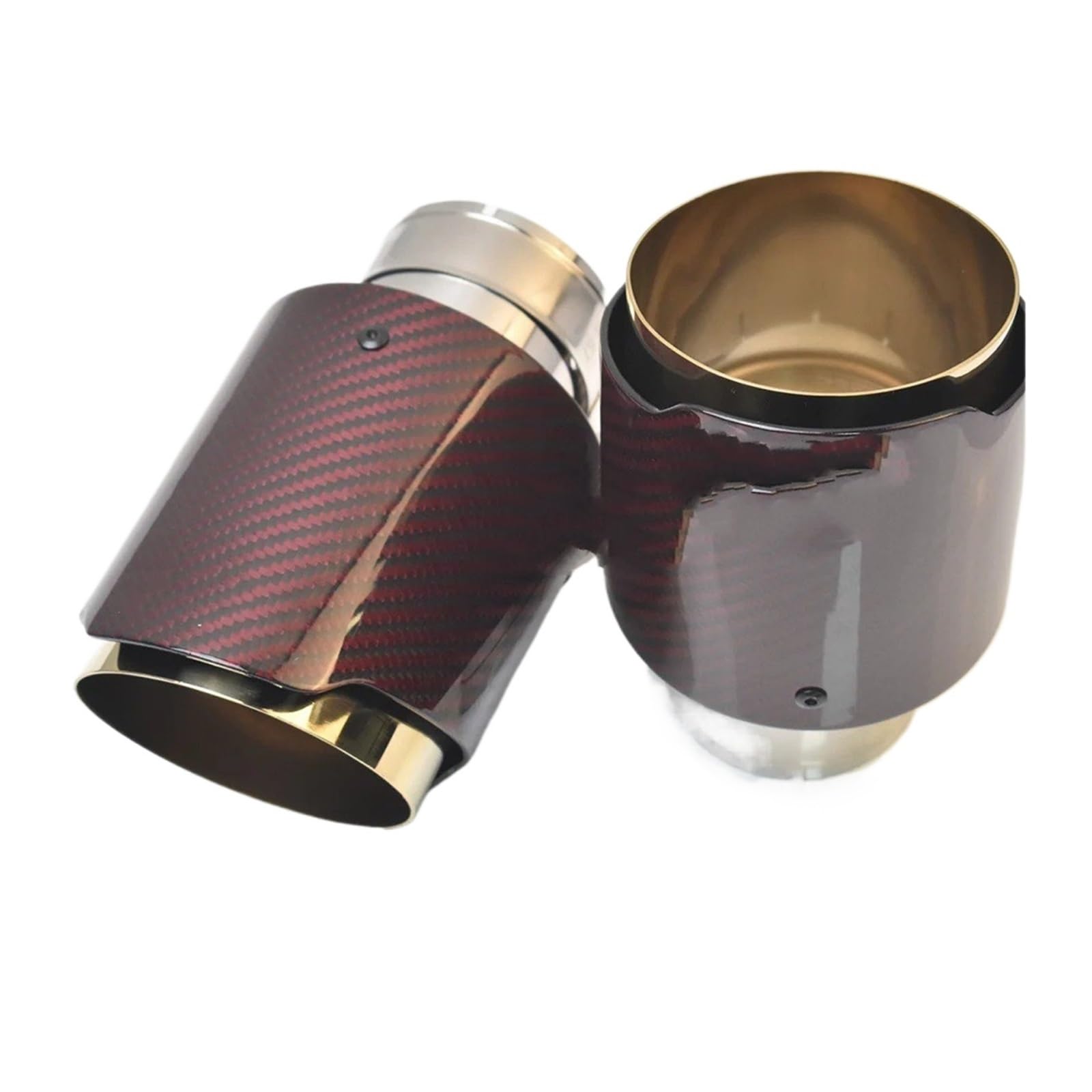 Auspuffblenden 1 Stück Auto Golden Edelstahl Schalldämpfer Rohr Gerade Flansch Rot Glänzend Carbon Auspuff Schwanz Ende Spitze Endrohre(48-89mm) von HTUHBCX