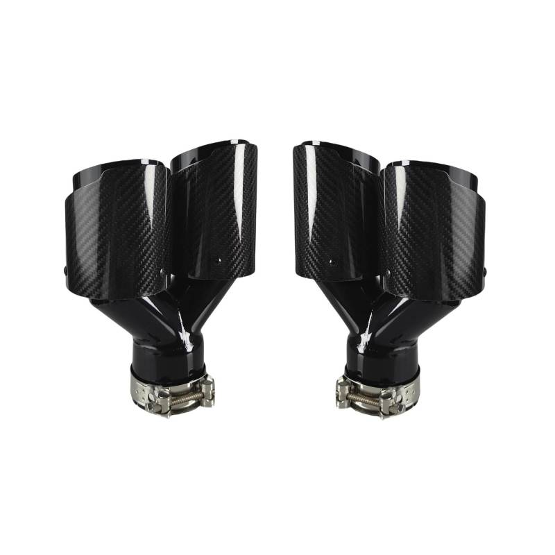 Auspuffblenden 1 Stück Universal Auto Auspuff Schalldämpfer Spitze Carbon Fiber Schwanz Kehle Schalldämpfer Schwarz Double Out Twill Endrohre(63.5mm-89mm-Right) von HTUHBCX