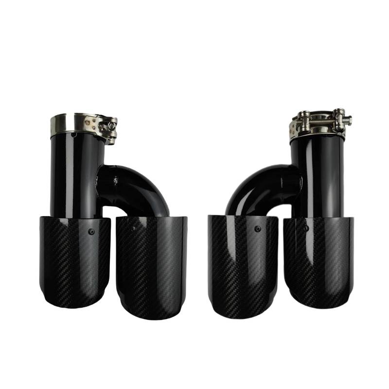 Auspuffblenden 1 Stück Universal-Auto-Schalldämpfer Aus Kohlefaser Schwarz H-förmig Doppelte Auspuffspitze Aus Twill Glänzend Endrohre(51mm-89mm-Right) von HTUHBCX