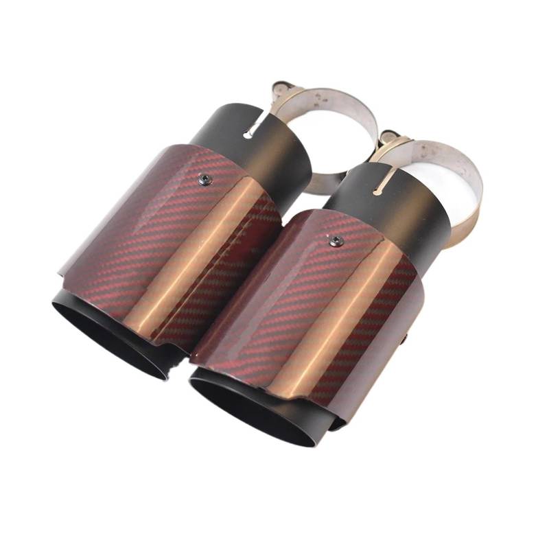 Auspuffblenden 1PC Auto Gerade Auspuff Spitze Rot Glänzend Flansch Faser Carbon Schwarz Edelstahl Schalldämpfer Rohr Endrohre(51-101mm) von HTUHBCX