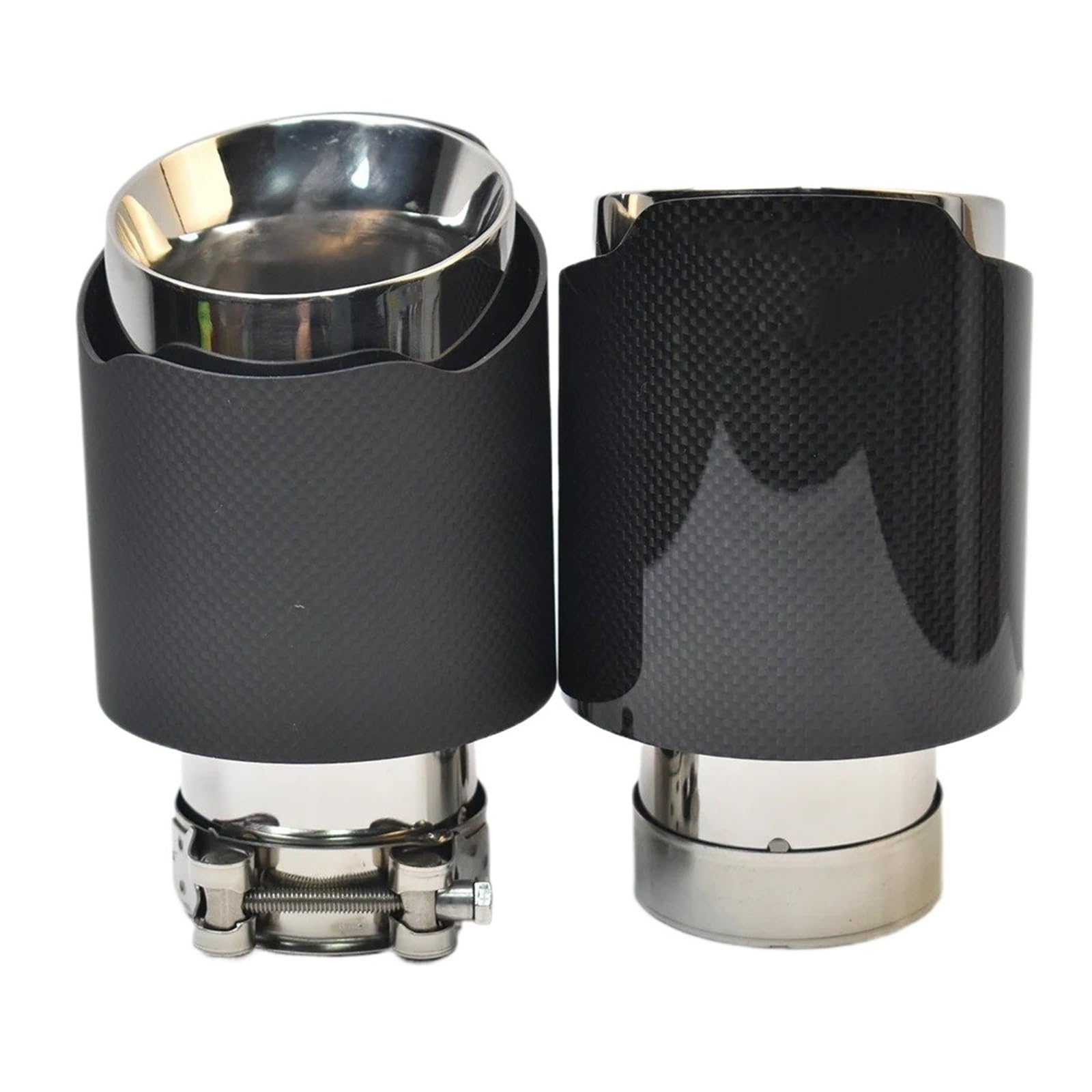Auspuffblenden 1Pc Auto Auspuffrohr Gerade Flansch Glänzend Carbon Edelstahl Bevel Schalldämpfer Rohr Schwanz Ende Spitze Endrohre(60-89mm Glossy) von HTUHBCX