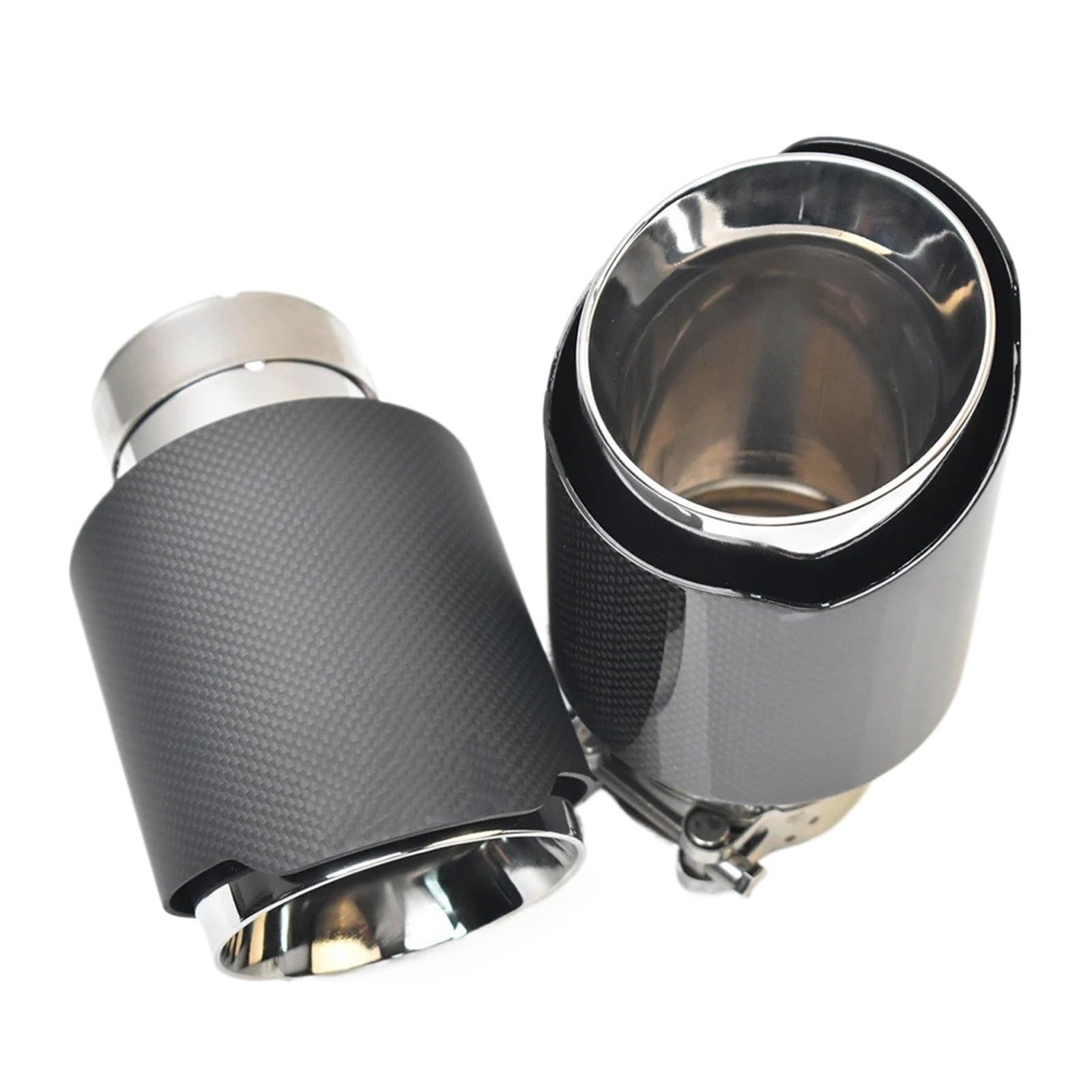 Auspuffblenden 1Pc Auto Auspuffrohr Gerade Flansch Glänzend Carbon Schwanz Ende Spitze Edelstahl Bevel Schalldämpfer Rohr Endrohre(60-89mm matt) von HTUHBCX