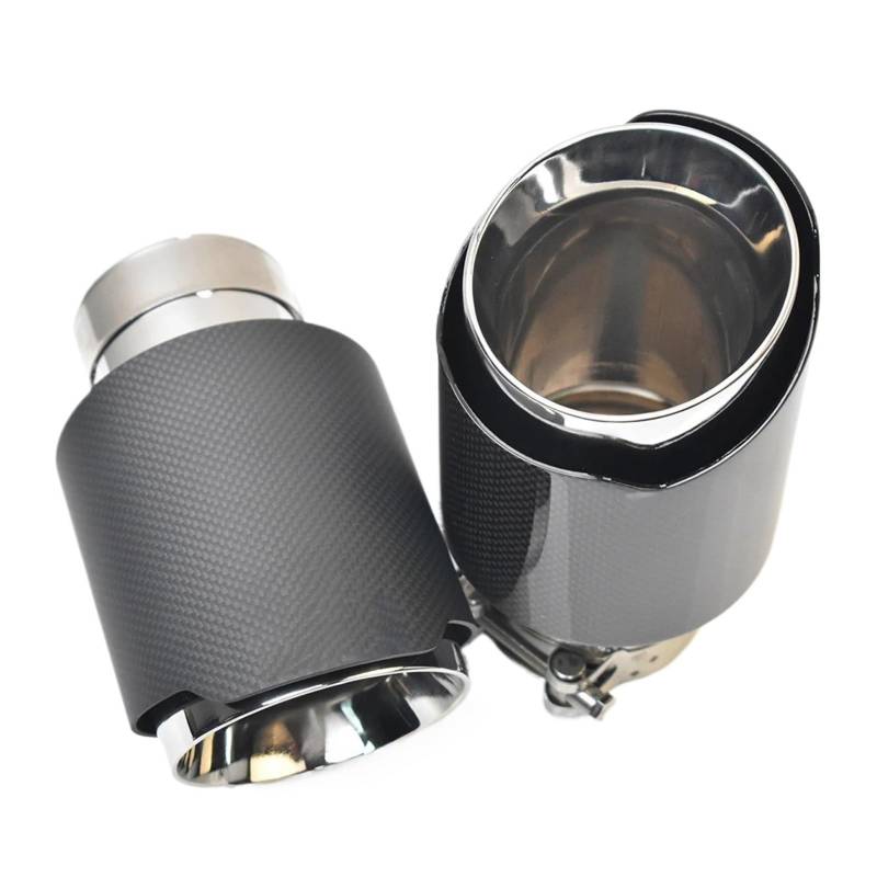 Auspuffblenden 1Pc Auto Auspuffrohr Gerade Flansch Glänzend Carbon Schwanz Ende Spitze Edelstahl Bevel Schalldämpfer Rohr Endrohre(60-89mm matt) von HTUHBCX