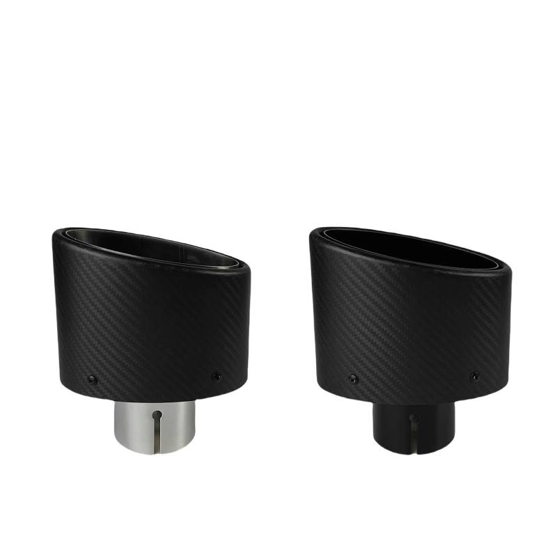 Auspuffblenden 1Pcs Universal Auto Matte Carbon Fiber Schalldämpfer Spitze Auspuffrohr Düse Edelstahl 150mm Oval Kippen Endrohre(Bright Black-51mm) von HTUHBCX