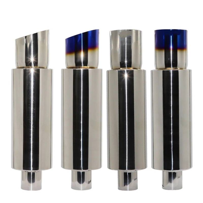 Auspuffblenden Universal Auto Auspuff Gerade Rohr Edelstahl Schalldämpfer Endrohr Schnittstelle 51/63/76MM Endrohre(Bevel blue 76mm) von HTUHBCX
