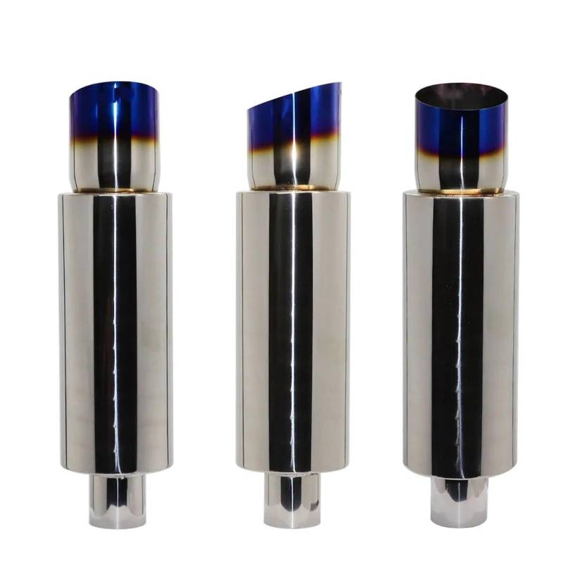 Auspuffblenden Universal Auto Auspuff Gerade Rohr Edelstahl Schalldämpfer Endrohr Schnittstelle 51/63/76MM Endrohre(Blue 51mm) von HTUHBCX