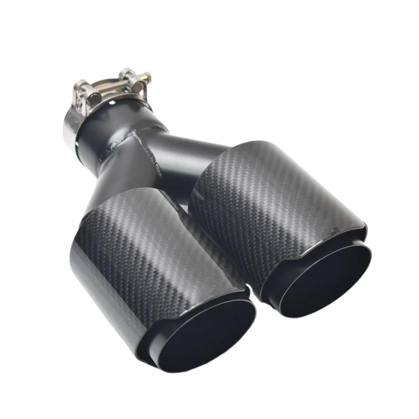 Auspuffblenden Universal Auto Auspuff Schalldämpfer Düse Carbon Faser Schwarz Glänzend Doppel Ausgang Schalldämpfer Spitze Endrohre(76MM IN -102MM Out) von HTUHBCX