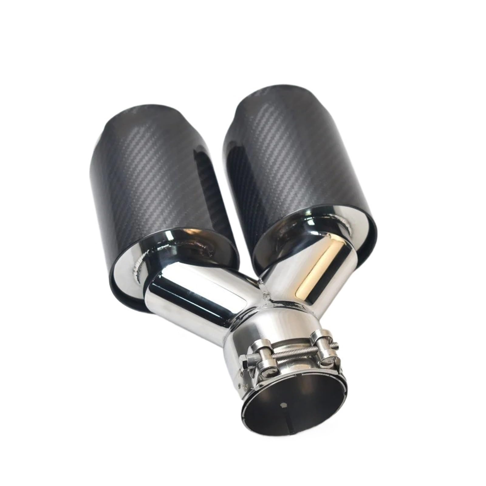 Auspuffblenden Universal Auto Auspuff Schalldämpfer Düse Carbon Fiber Glossy Y Form Doppel Ausgang Schalldämpfer Spitze Endrohre(54MM IN- 76MM Out) von HTUHBCX