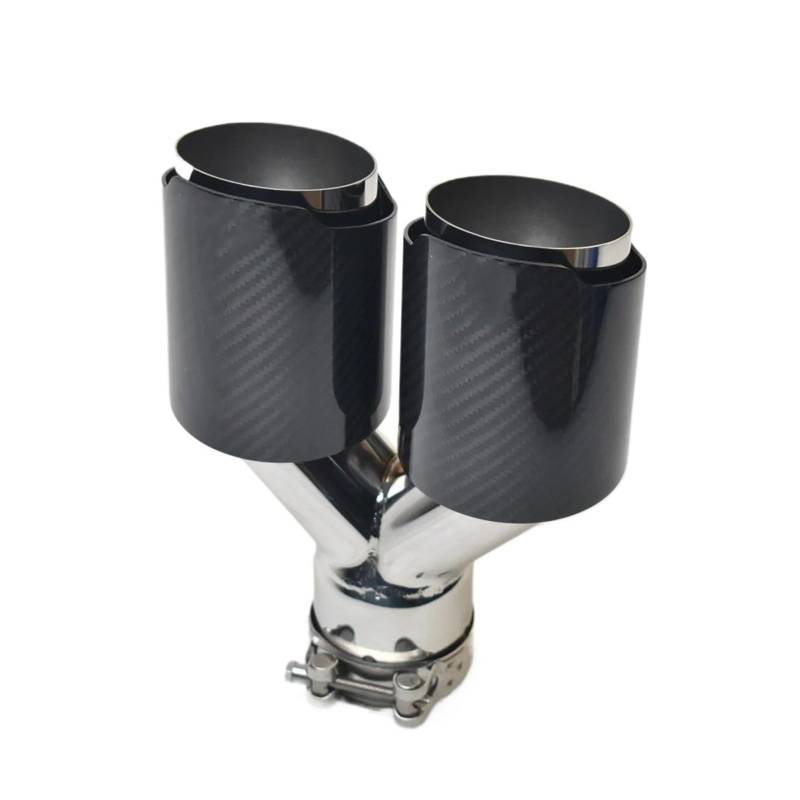 Auspuffblenden Universal Auto Carbon Fiber Glossy Schalldämpfer Spitze Y Form Doppel Ausgang Auspuffrohr Schalldämpfer Düse Endrohre(54MM IN- 76MM OUT) von HTUHBCX