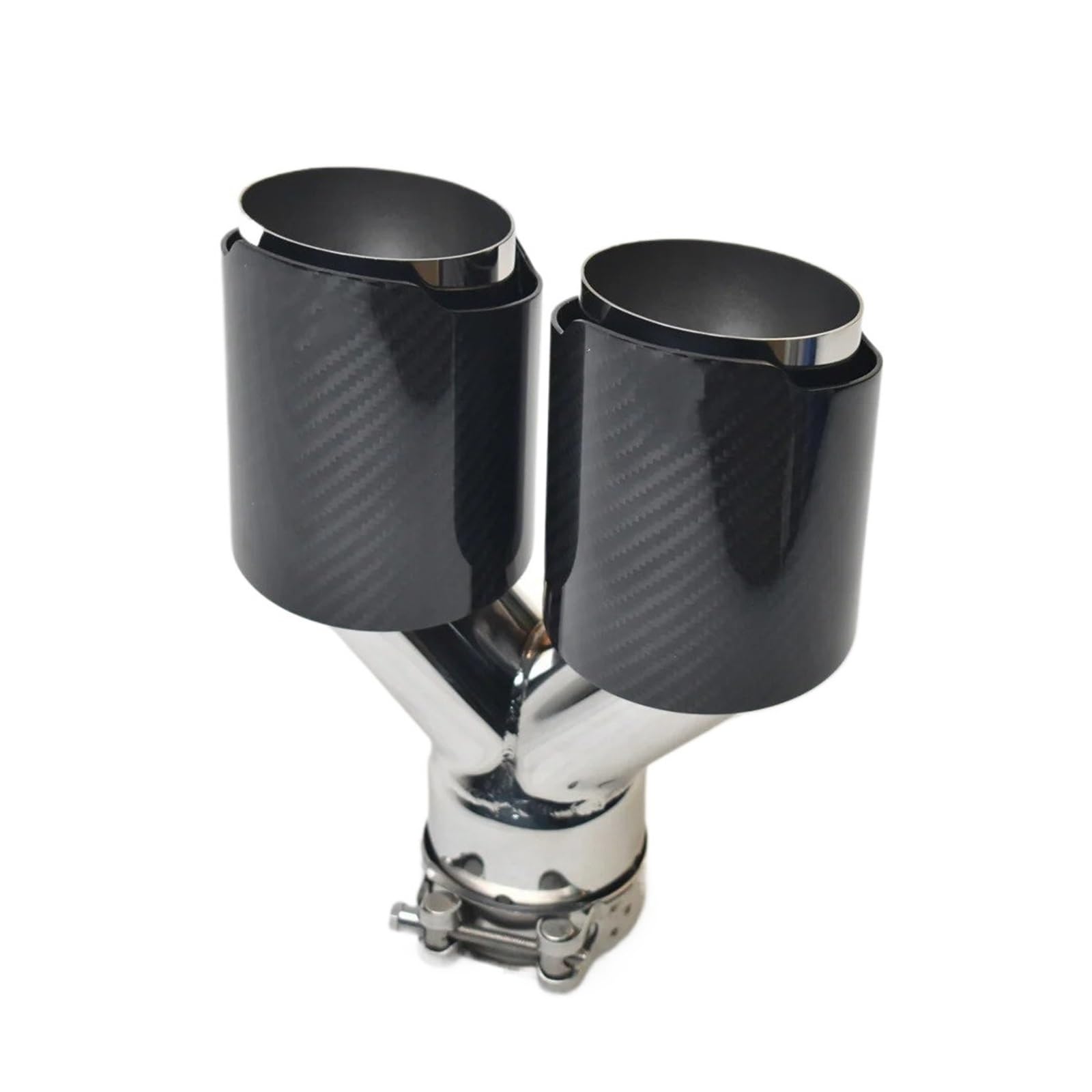 Auspuffblenden Universal Auto Carbon Fiber Glossy Schalldämpfer Spitze Y Form Doppel Ausgang Auspuffrohr Schalldämpfer Düse Endrohre(60MM IN- 102MM Out) von HTUHBCX