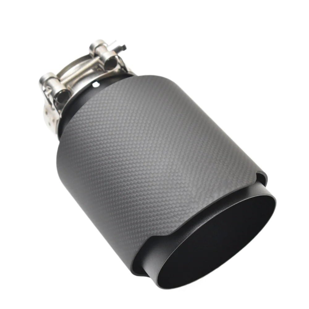 Auspuffblenden Universal Auto Schalldämpfer Rohr Matt Schwarz Carbon Faser Edelstahl Auspuffrohr Endrohre(51MM IN -76MM Out) von HTUHBCX