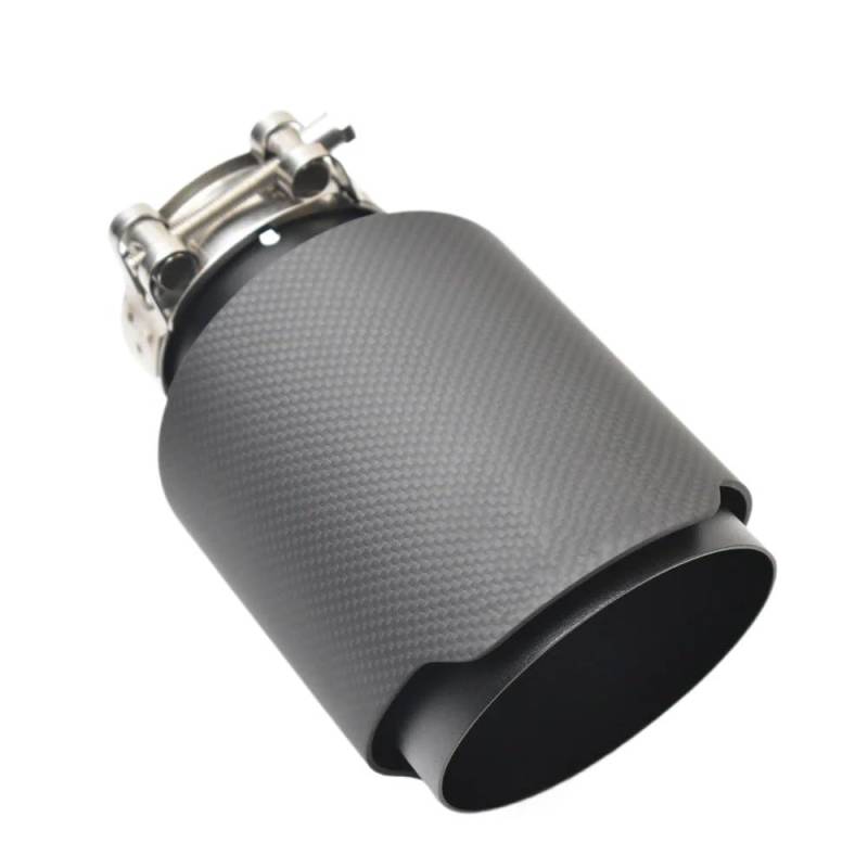 Auspuffblenden Universal Auto Schalldämpfer Rohr Matt Schwarz Carbon Faser Edelstahl Auspuffrohr Endrohre(76MM IN- 101MM Out) von HTUHBCX
