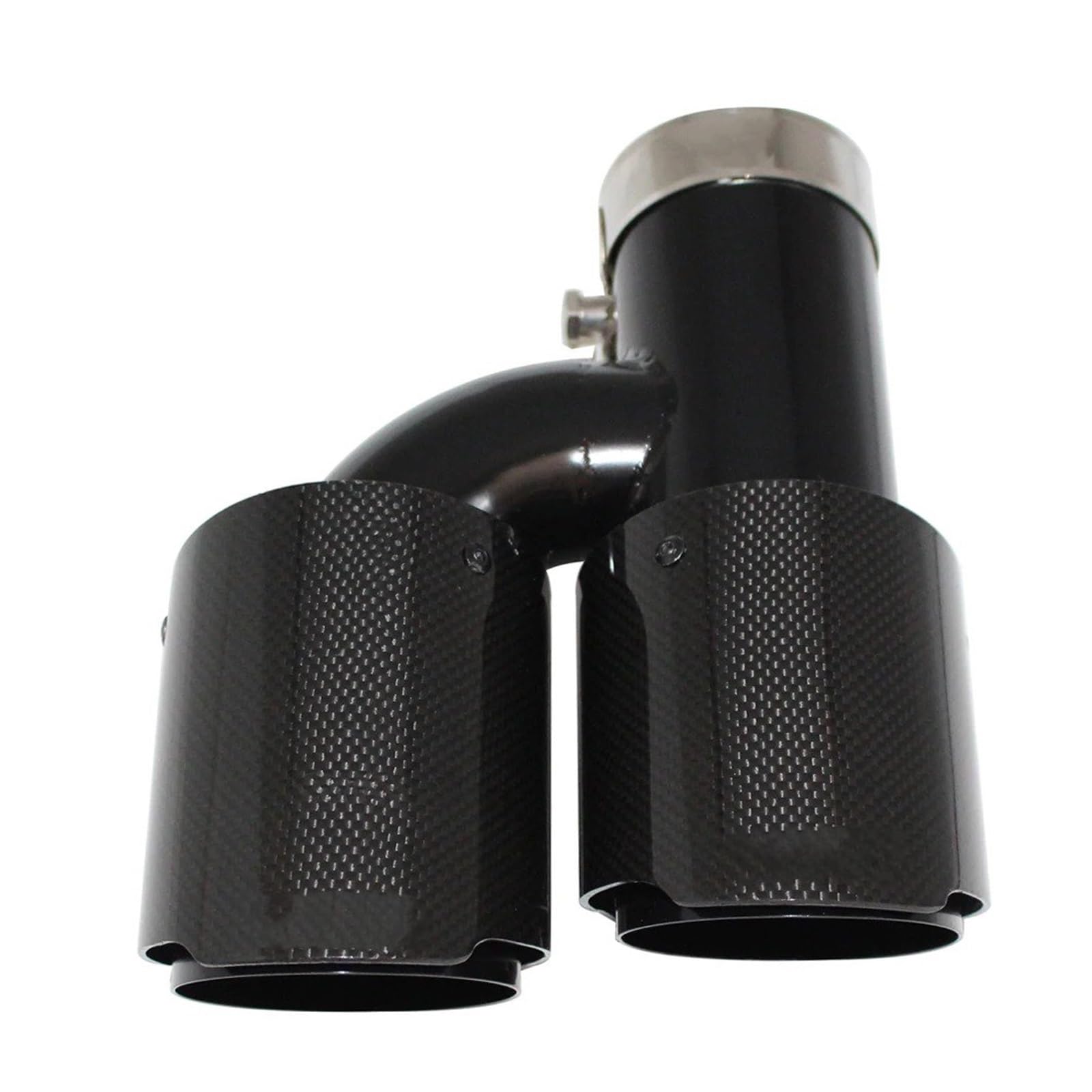 Auspuffblenden Universal-Auto-Schalldämpferspitze Kohlefaser Edelstahl, Schwarz Glänzend H-Form Doppelausgang Auspuffrohr Endrohre(Right 51mm-76mm) von HTUHBCX