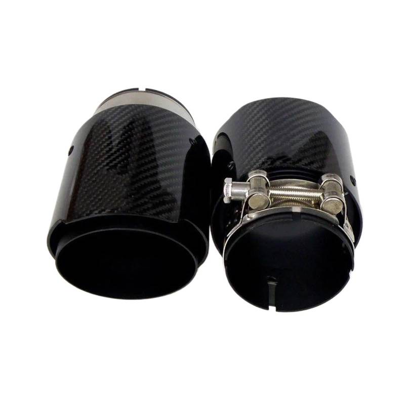 Auspuffblenden Universal-Autoauspuffrohr Mattschwarz Carbonfaser Edelstahl Schalldämpferrohr Für E46 Endrohre(54-76MM) von HTUHBCX