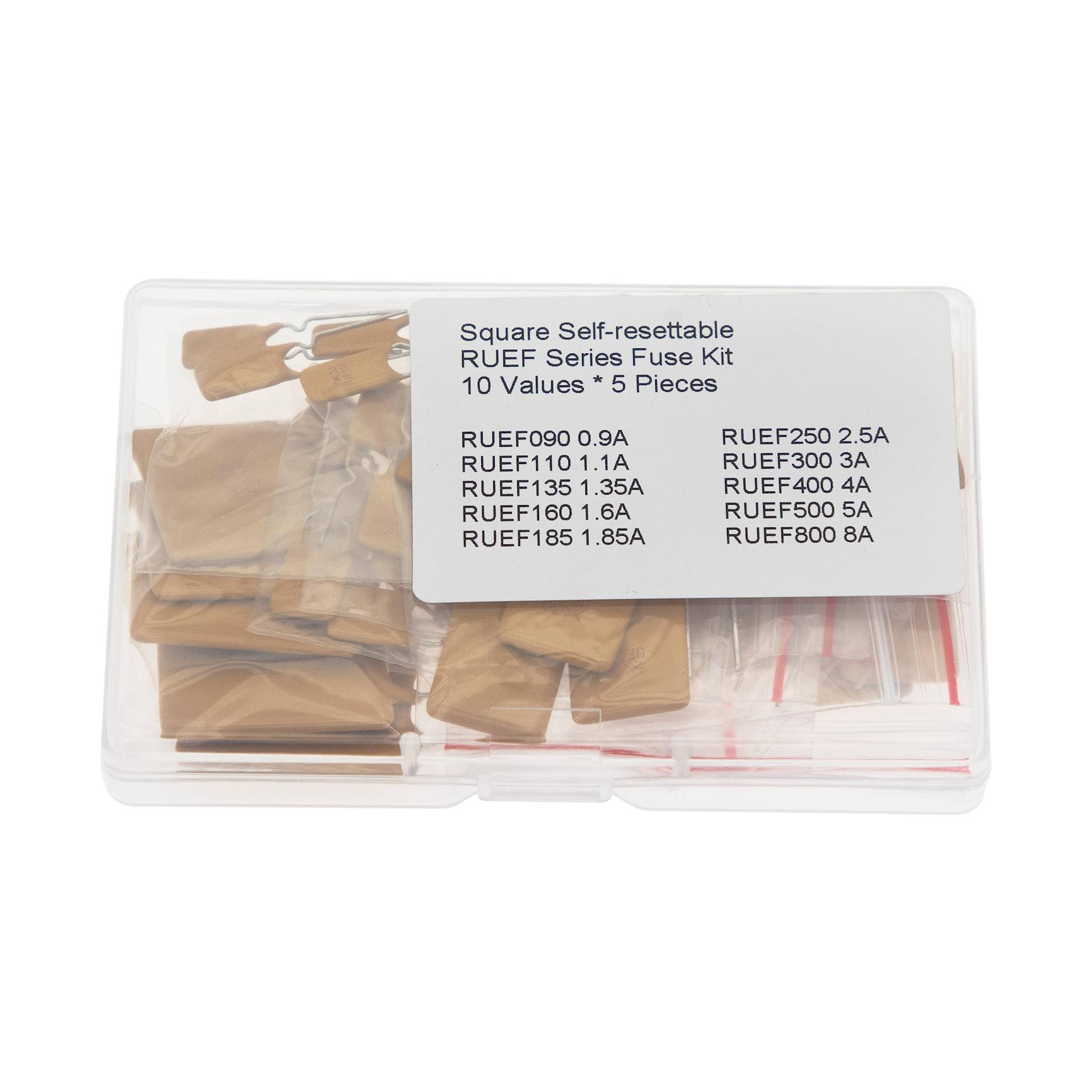 10 Werte * 5 Stück 30V Quadratisch Selbst zurücksetzbar RUEF Serie Sicherungssatz 0.9A 1.1A 1.35A 1.6A 1.85A 2.5A 3A 4A 5A 8A 10 Werte * 5 Stück 30V Quadratisch Selbst zurücksetzbar RUEF Serie Sicherungssatz 0.9A 1.1A 1.35A 1.6A 1.85A 2.5A 3A 4A 5A 8A von HUABAN