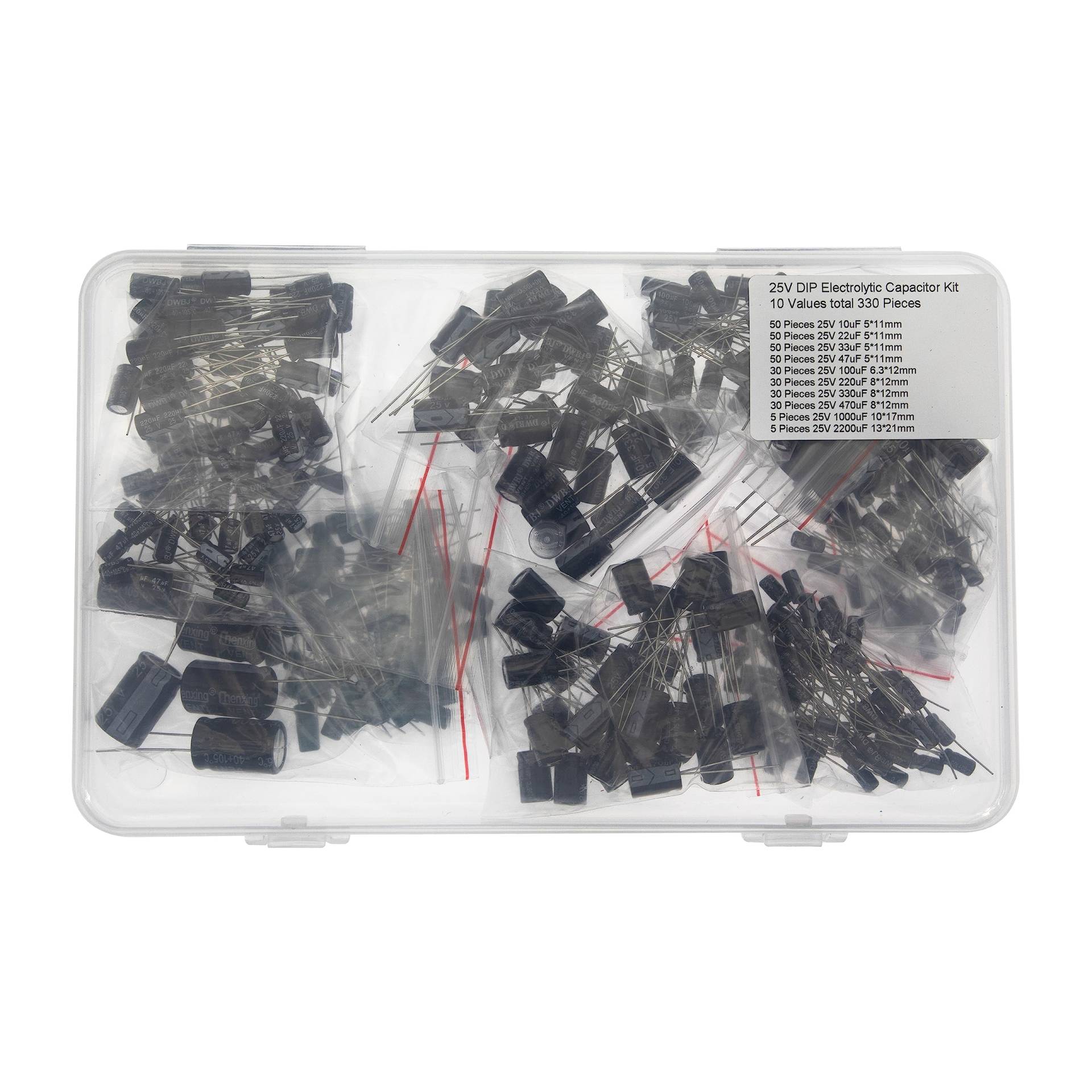 10 Werte insgesamt 330 Stück 25V DIP Elektrolytkondensator Kit 10uF 22uF 33uF 47uF 100uF 220uF 330uF 470uF 1000uF 2200uF 10 Werte insgesamt 330 Stück 25V DIP Elektrolytkondensator Kit 10uF 22uF 33uF 47uF 100uF 220uF 330uF 470uF 1000uF 2200uF von HUABAN