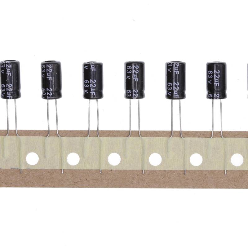 100 Stück 63V 22UF Steckbarer Aluminium-Elektrolytkondensator 6x11 6 * 11mm von HUABAN