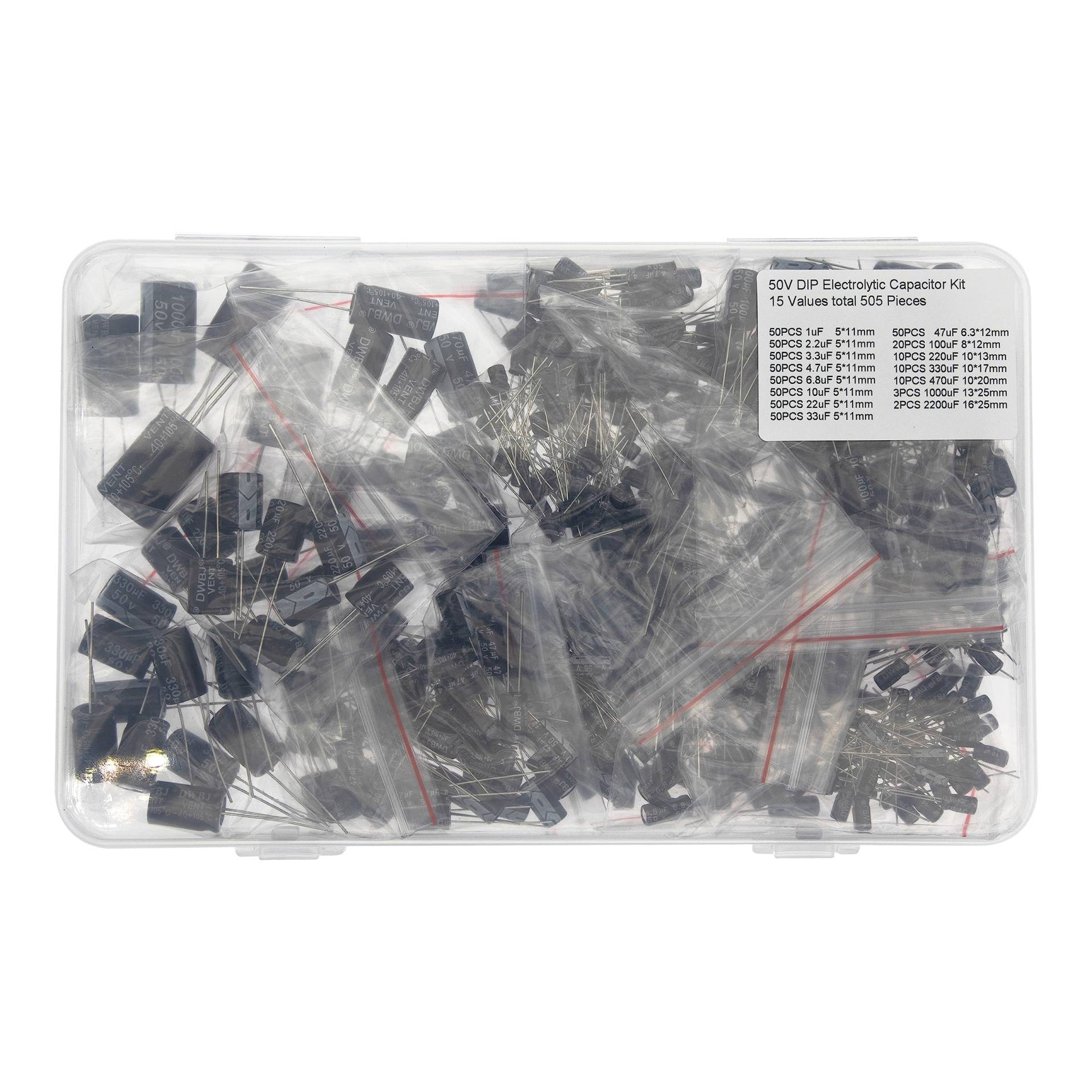 15 Werte insgesamt 505 Stück 50V DIP Elektrolytkondensator Kit 1uF 2.2uF 3.3uF 4.7uF 6.8uF 10uF 22uF 33uF 47uF 100uF 220uF 330uF 470uF 1000uF 2200uF 15 Werte insgesamt 505 Stück 50V DIP Elektrolytkondensator Kit 1uF 2.2uF 3.3uF 4.7uF 6.8uF 10uF 22uF 33uF 47uF 100uF 220uF 330uF 470uF 1000uF 2200uF von HUABAN