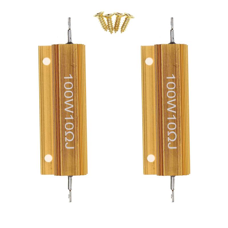2 Stück 100W 10 Ohm Hochleistungs-Drahtwiderstand mit Aluminiumgehäuse und Schrauben von HUABAN