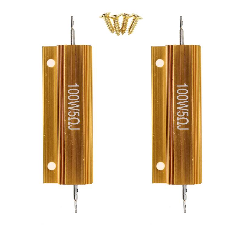 2 Stück 100W 5 Ohm Hochleistungs-Drahtwiderstand mit Aluminiumgehäuse und Schrauben von HUABAN