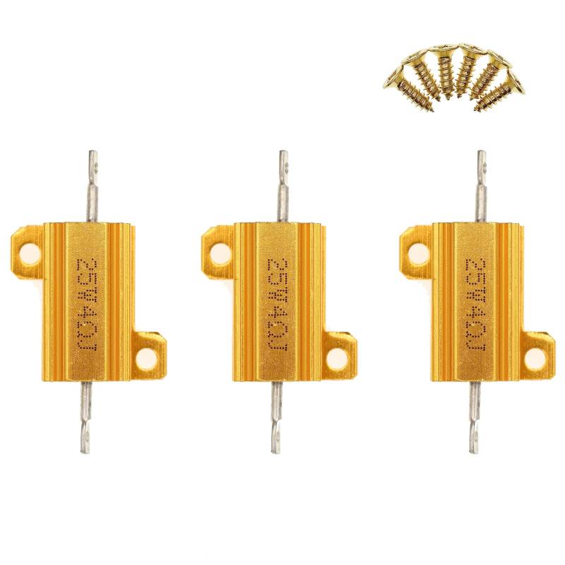 3 Stück 25W 4 Ohm Hochleistungs-Drahtwiderstand mit Aluminiumgehäuse und Schrauben von HUABAN