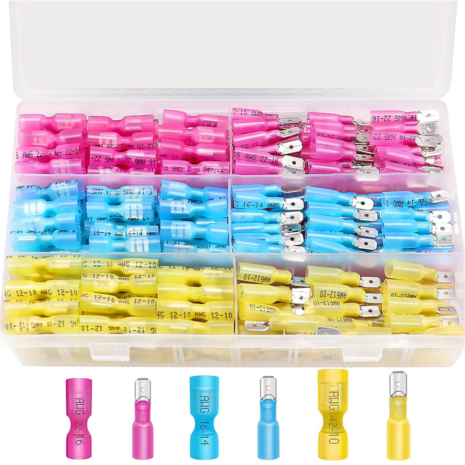 230 Stück Spades Schrumpfdrahtverbinder Set Elektrische Klemmen Metall Flachstecker mit Aufbewahrungsbox 230 Stück Spades Schrumpfdrahtverbinder Set Elektrische Klemmen Metall Flachstecker mit Aufbewahrungsbox von HUANGANG