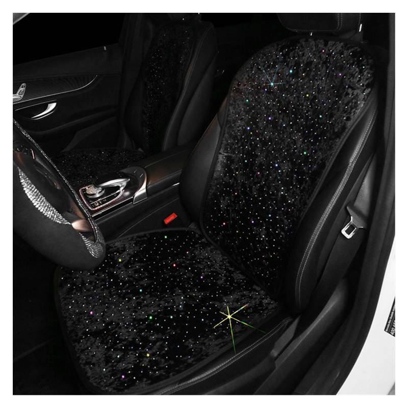 HUANTY Sitzschoner für Autositze Bling Diamond Star Plüsch Autositz Nackenkissen Strass Winter Universal Auto Sitzbezug Kissen Auto Pads Zubehör Frauen (Größe : Front and Back) von HUANTY