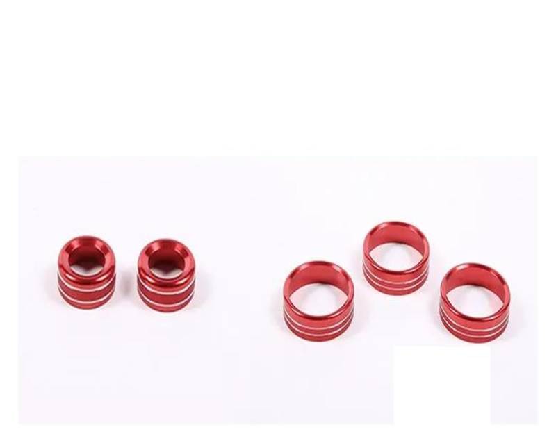 Innenzubehör Für 86 Für BRZ 22 Aluminium Silber/Rot Auto Klimaanlage Schalter Knopf Volumen Media Knopf Ring Abdeckung Auto Zubehör(Rot,5 pieces) von HUANTY