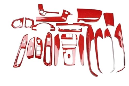 Innenzubehör Für FIT 2021 2022 23 Stücke ABS Auto Center Konsole Tür Fenster Lift Panel Abdeckung Trim Kit Aufkleber(Rot) von HUANTY
