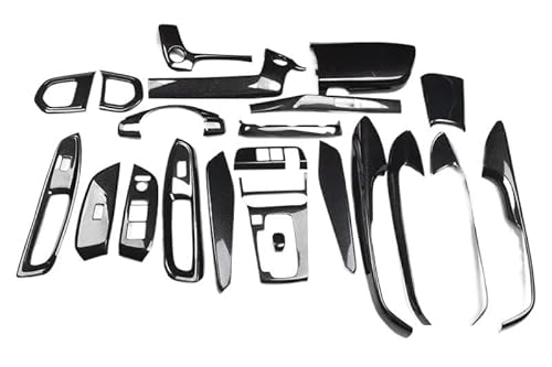 Innenzubehör Für FIT 2021 2022 23 Stücke ABS Auto Center Konsole Tür Fenster Lift Panel Abdeckung Trim Kit Aufkleber(Schwarz) von HUANTY