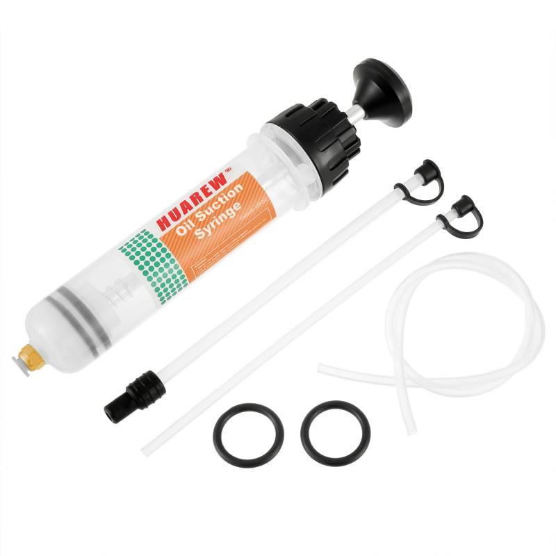 HUAREW Ölabsaugpumpe, 200ml Handpumpe Ölabsaugpistole mit Füllstandanzeige mit Schlauch, Öleinfüllpumpe Geeignet für Motoröl, Getriebeöl, Hinterachsöl und Kühlflüssigkeit von HUAREW