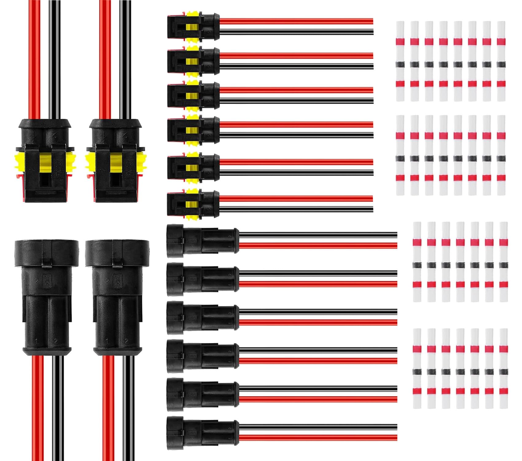 HUAZIZ 2 Polig Kabel Steckverbinder Stecker, 8 Sätze Wasserdichter Stecker Kabel Steckverbinder Stecker mit Kabel 20 AWG Marine für Auto KFZ LKW Kayak Boote Roller Motorrad, mit 30 Stück Lötverbinder HUAZIZ 2 Polig Kabel Steckverbinder Stecker, 8 Sätze Wasserdichter Stecker Kabel Steckverbinder Stecker mit Kabel 20 AWG Marine für Auto KFZ LKW Kayak Boote Roller Motorrad, mit 30 Stück Lötverbinder von HUAZIZ