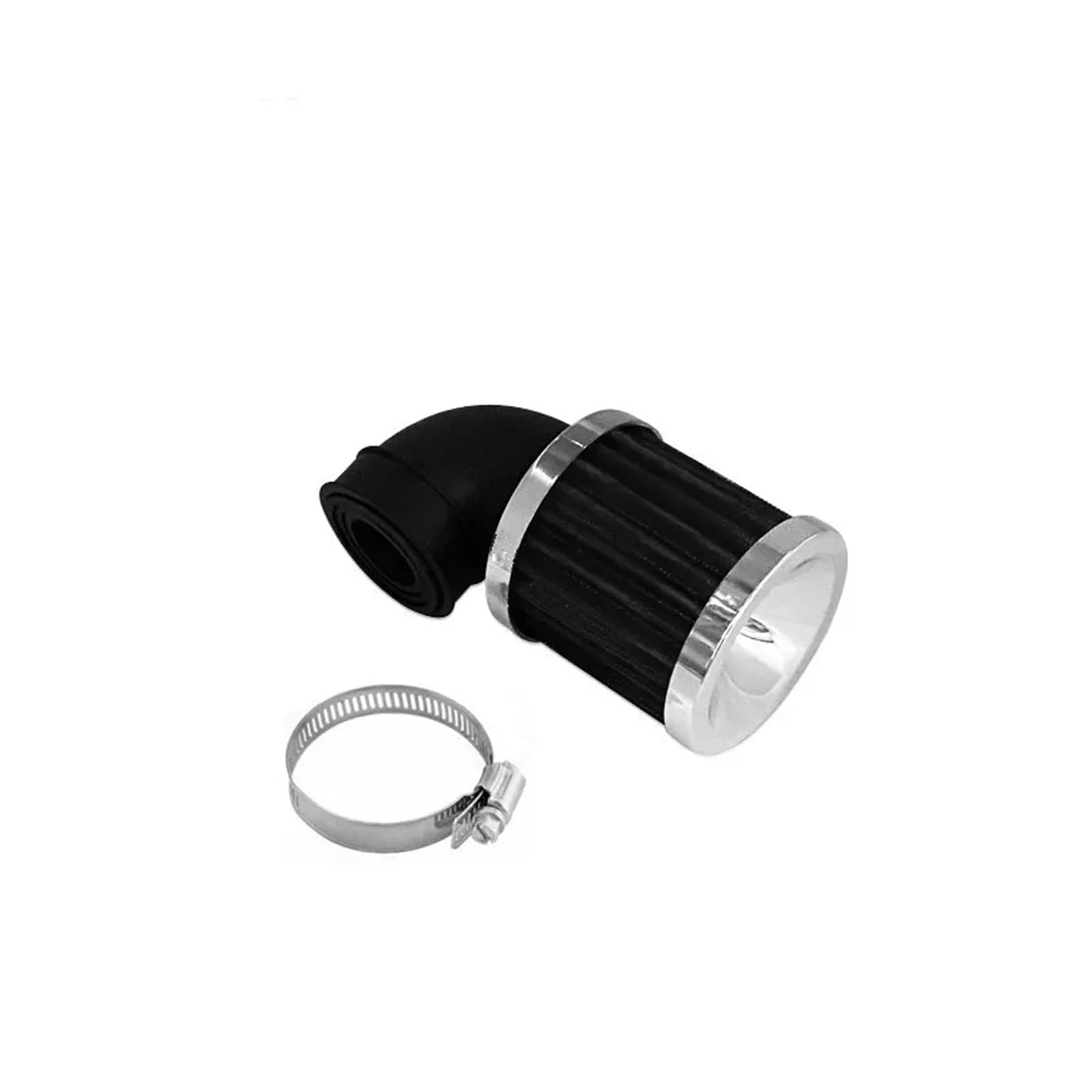28-48mm Universal Motorrad 90 ° Biegen Lufteinlass Filter Reiniger Dirt bike BobberChopper Cafe Racer Alten Schule(Silver and black) von HUBXHEIY