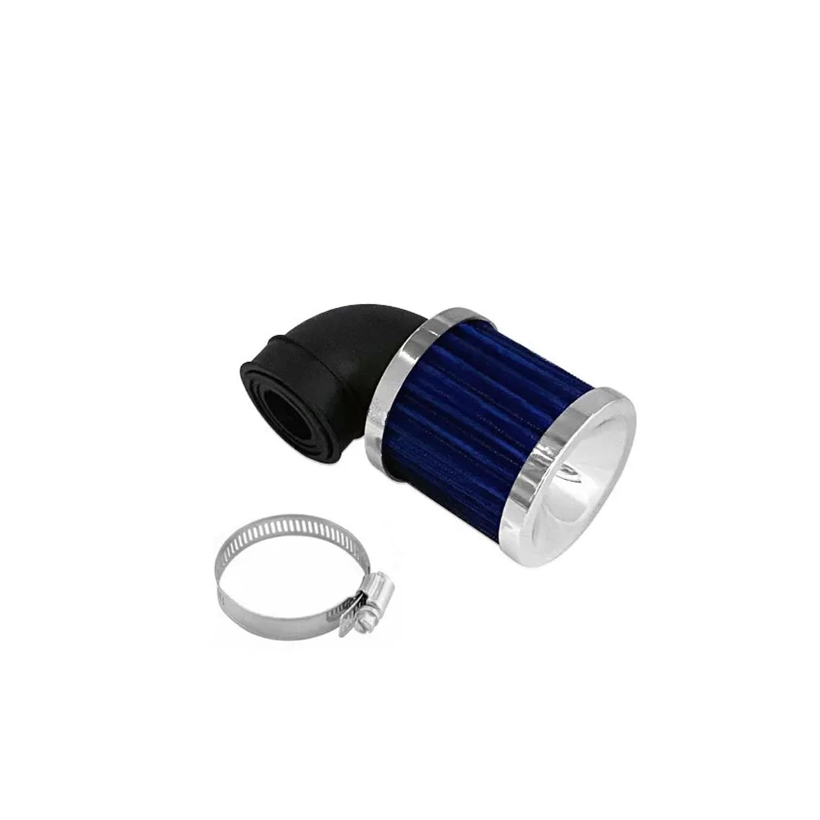 28-48mm Universal Motorrad 90 ° Biegen Lufteinlass Filter Reiniger Dirt bike BobberChopper Cafe Racer Alten Schule(Silver and blue) von HUBXHEIY