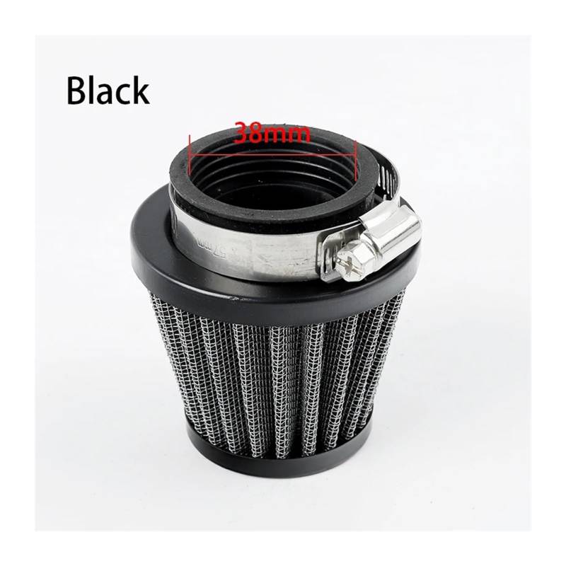 Motorrad 35 38 42 45mm Vergaser Luftfilter Reiniger Ansaugrohr Pilzkopf for Off-road Motorrad ATV Quad Dirt Pit Bike(Black 38mm) von HUBXHEIY