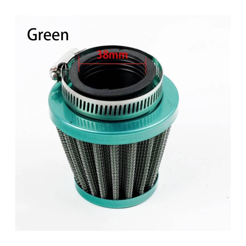 Motorrad 35 38 42 45mm Vergaser Luftfilter Reiniger Ansaugrohr Pilzkopf for Off-road Motorrad ATV Quad Dirt Pit Bike(Green 38mm) von HUBXHEIY
