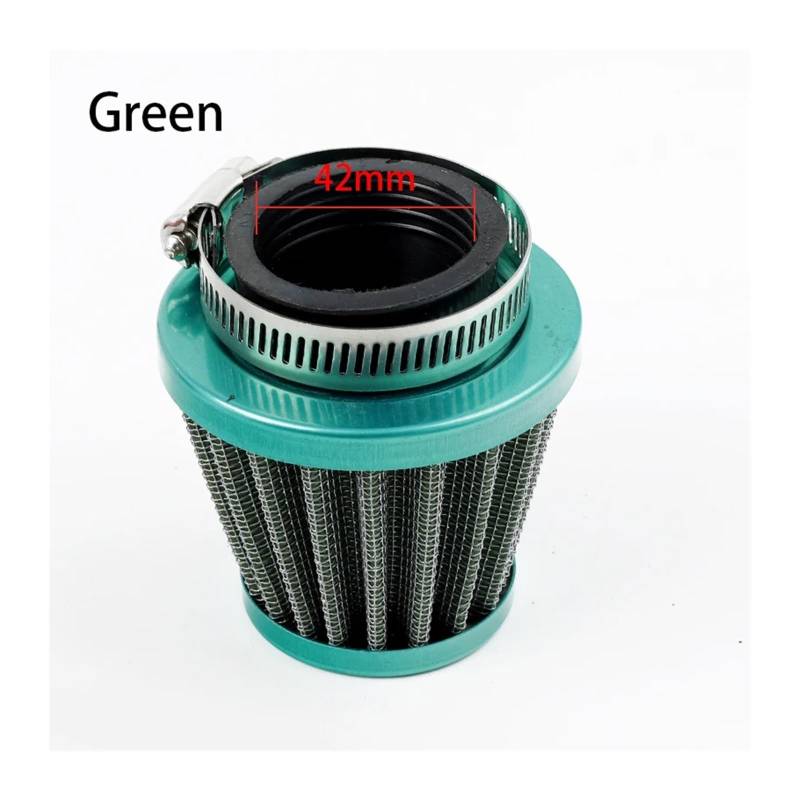 Motorrad 35 38 42 45mm Vergaser Luftfilter Reiniger Ansaugrohr Pilzkopf for Off-road Motorrad ATV Quad Dirt Pit Bike(Green 42mm) von HUBXHEIY