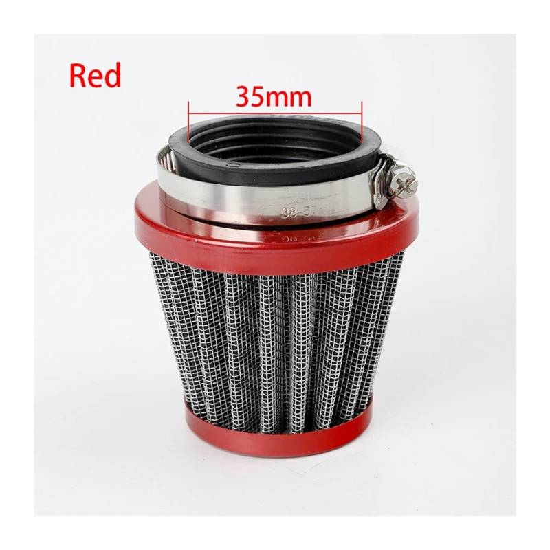 Motorrad 35 38 42 45mm Vergaser Luftfilter Reiniger Ansaugrohr Pilzkopf for Off-road Motorrad ATV Quad Dirt Pit Bike(Red 35mm) von HUBXHEIY