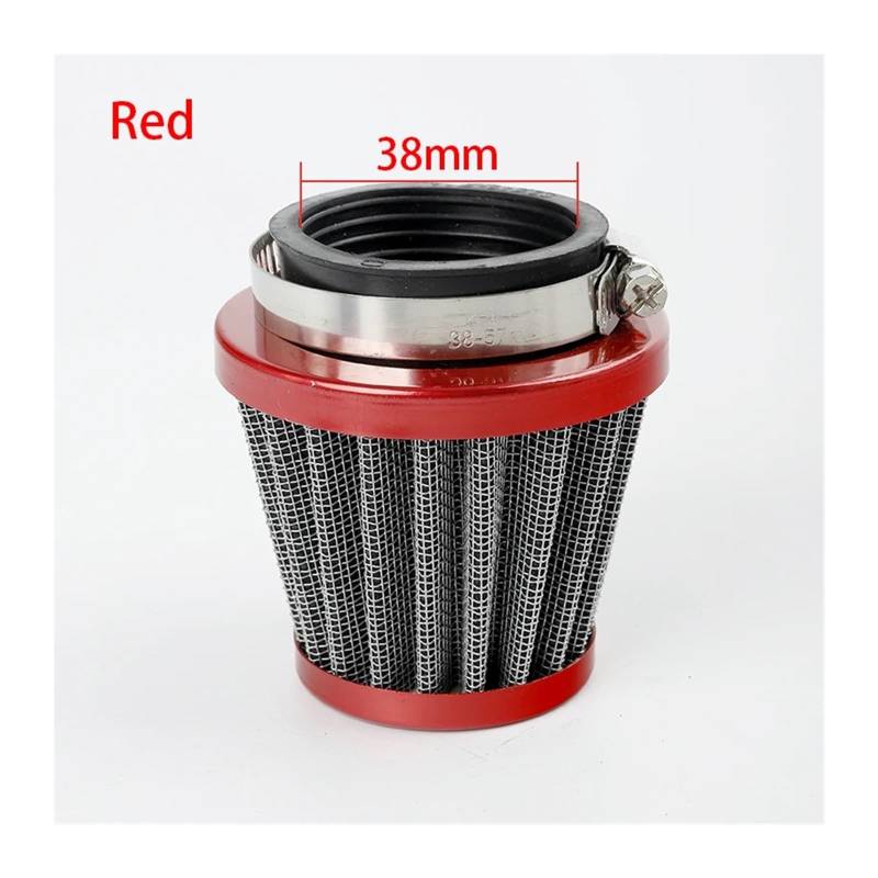 Motorrad 35 38 42 45mm Vergaser Luftfilter Reiniger Ansaugrohr Pilzkopf for Off-road Motorrad ATV Quad Dirt Pit Bike(Red 38mm) von HUBXHEIY