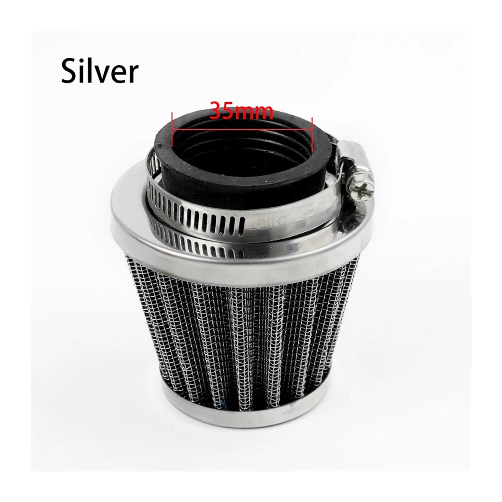 Motorrad 35 38 42 45mm Vergaser Luftfilter Reiniger Ansaugrohr Pilzkopf for Off-road Motorrad ATV Quad Dirt Pit Bike(Silver 35mm) von HUBXHEIY