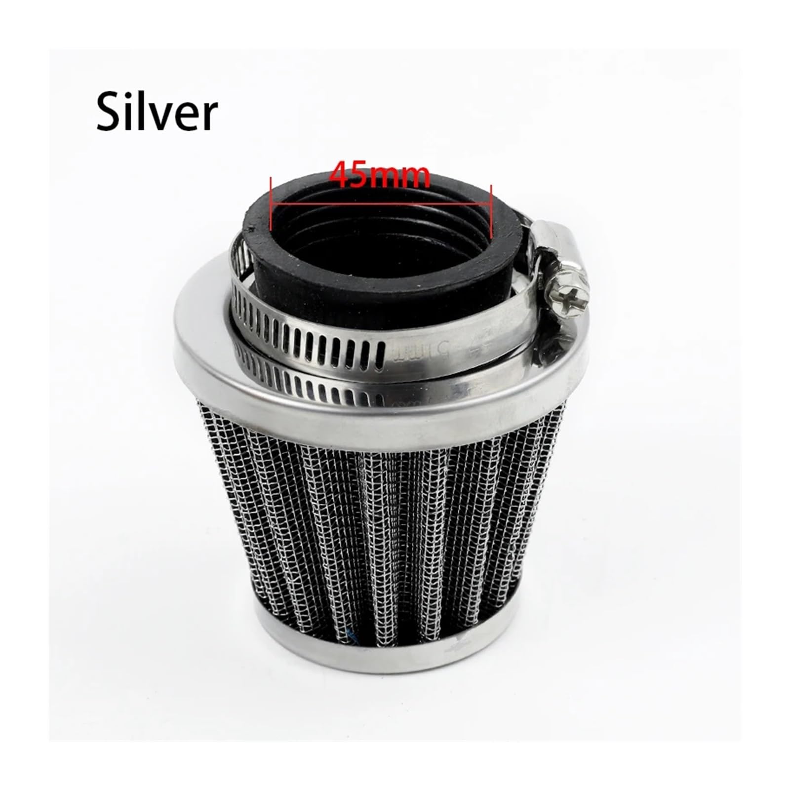 Motorrad 35 38 42 45mm Vergaser Luftfilter Reiniger Ansaugrohr Pilzkopf for Off-road Motorrad ATV Quad Dirt Pit Bike(Silver 45mm) von HUBXHEIY
