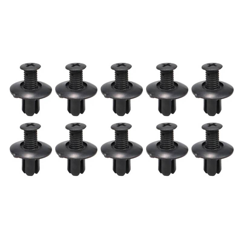 Universal Auto Loch Kunststoff Nieten Fastener Push-Clip 8mm Schwarz Auto Stoßstange Tür Trim Panel Retainer Fastener Clip Auto Zubehör(10PCS) von HUBXHEIY