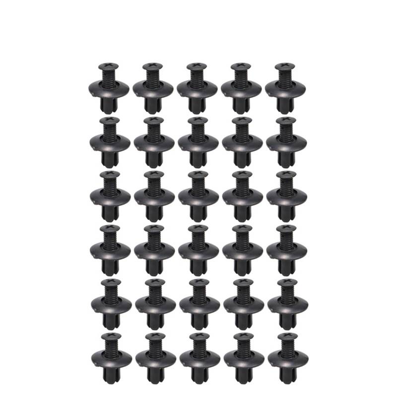 Universal Auto Loch Kunststoff Nieten Fastener Push-Clip 8mm Schwarz Auto Stoßstange Tür Trim Panel Retainer Fastener Clip Auto Zubehör(30PCS) von HUBXHEIY