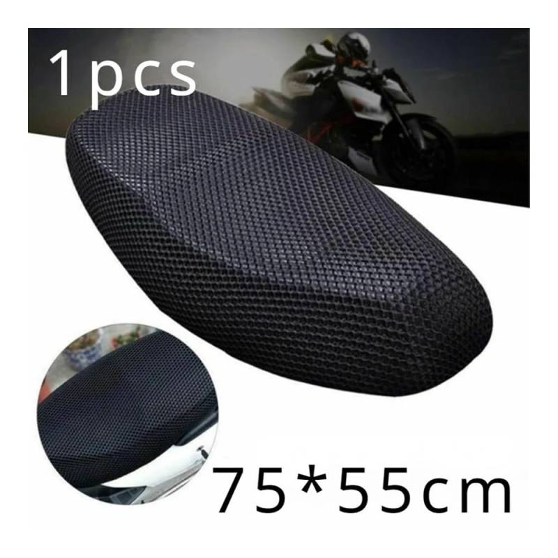 Motorrad Sitzbankbezug Atmungsaktive Sommer Cool 3D Mesh Moped Motorrad Roller Schwarz Sitzbezüge Kissen Anti-Rutsch-Abdeckung Gitter Schutz Pad von HUEKDLSW