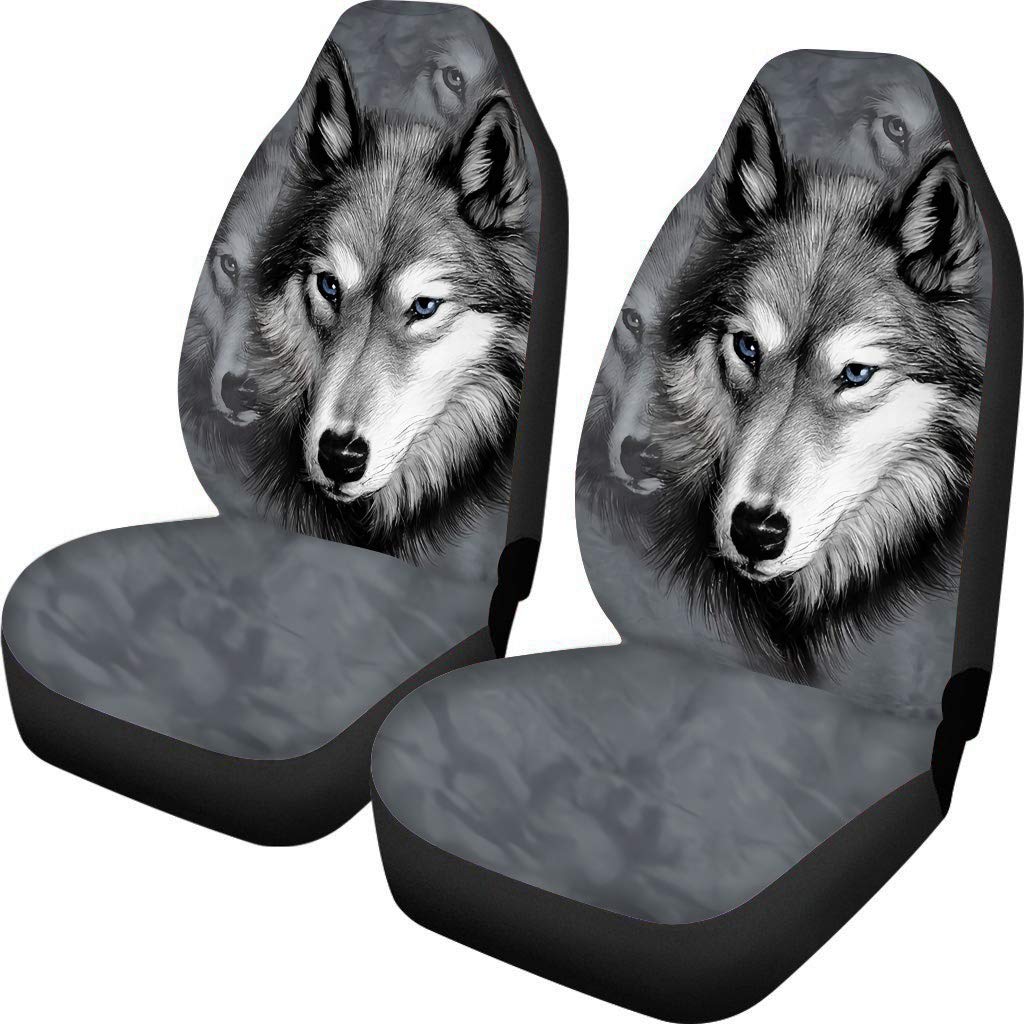 HUGS IDEA Fahrzeug-Sitzbezug 3D Wolf Tier Auto Innendekoration Universal Fit Haustier Kissen Schutz Hülle nur 2 von HUGS IDEA