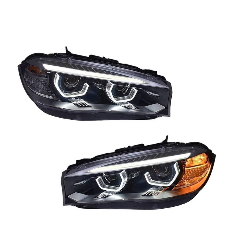 Auto-Styling-Scheinwerfer Kompatibel für BMW X5 F15 2014-2017 Frontleuchten DRL Gelb Blinker Licht Scheinwerfer Automontage(15-19 Year X6) von HUIFFNG