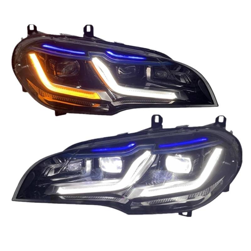 Autozubehör Scheinwerfer Kompatibel für BMW X5 E70 2007-2013 Upgrade Front DRL Blinker Scheinwerfer Montage Plug and Play(NO AFS_07-10) von HUIFFNG