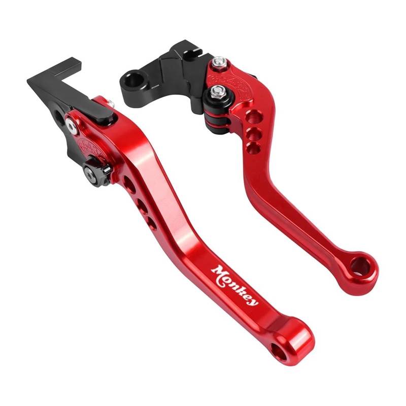 Für HONDA Monkey 125 Z125 2018-2022 Motorrad Kurze Und Lange CNC Bremse Kupplung Hebel Griff Lenker Griffe(Short Red) von HUIKO
