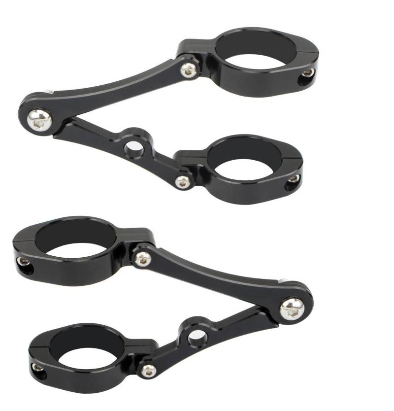 HUISI Motorrad Scheinwerfer Halterung Clamp Scheinwerfer Gabel Rohr Halter Schwarz 37-54mm Fit for Harley Cafe Racer Chopper Bobber universal(35 37mm Black) von HUISI