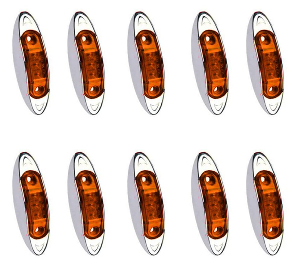 Seitenmarkierungsleuchten, 10 Stück 10-30V Mini 3LED Side Marker Lights Auto-Markierungsleuchten Autoseiten-Anzeigelampen vorne Hinten Seitenlicht-Positionsleuchten (Gelb) von HULX